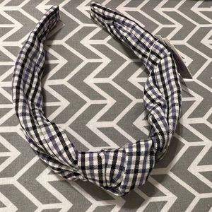 NWT J. Crew Knot Headband in Lightweight Plaid Flannel - Black/Purple/White